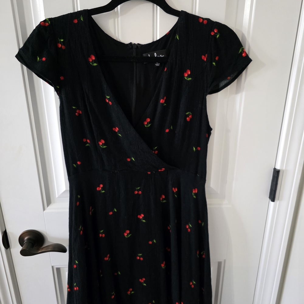 Black Cherry Print Dress